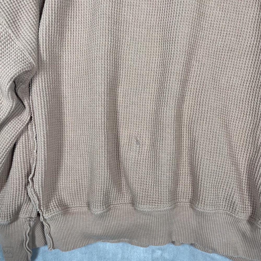American Eagle Women's Sweater Oversized Waffle Knit Seriously Lived In XS Tan - Picture 4 of 8